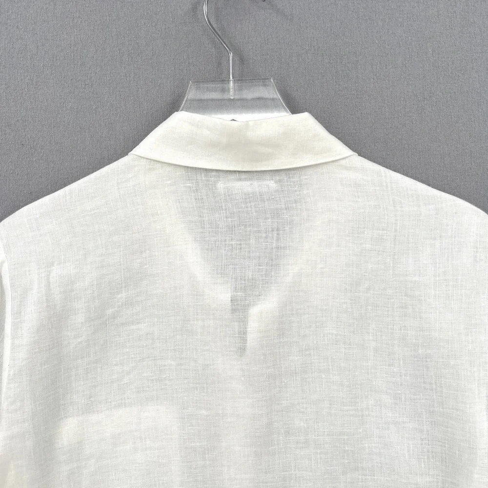 REFORMATION Sky Top Relaxed Linen Shirt Womens Large White Long Sleeve Button Up - Picture 7 of 14